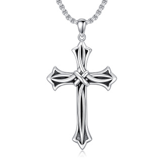 Sterling Silver Cross Knot Pendant Necklace for Men-19