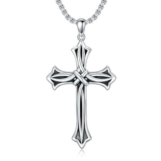 Collana con ciondolo a forma di croce in argento sterling per uomo