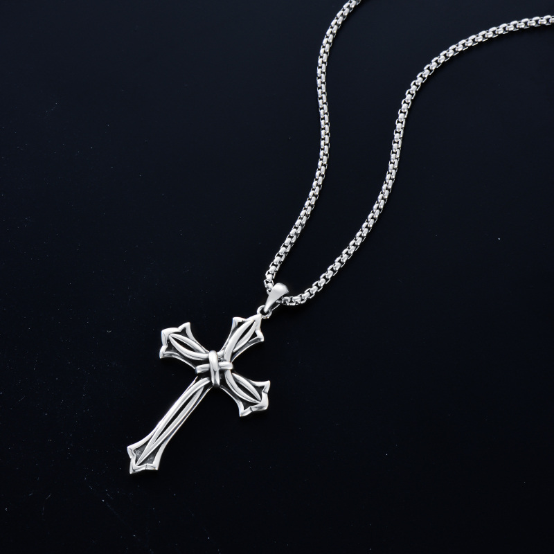 Collier en argent sterling avec pendentif nœud en croix pour hommes-4