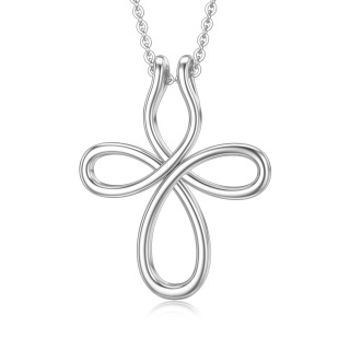 Sterling Silver Cross Knot & Ring Holder Pendant Necklace-18