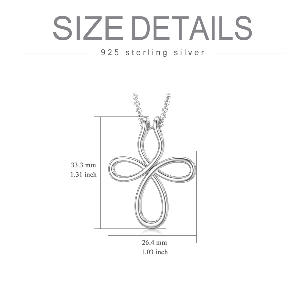 Sterling Silver Cross Knot & Ring Holder Pendant Necklace-4
