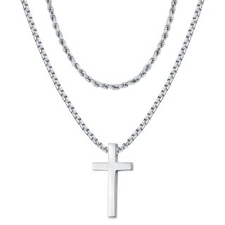 Sterling Silver Cross Layered Necklace-2