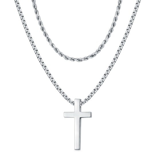 Collana con croce a strati in argento sterling