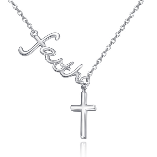 Collier en Y non ajustable en argent sterling avec mot gravé