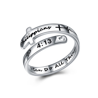 Sterling Silver Cross Open Ring-11