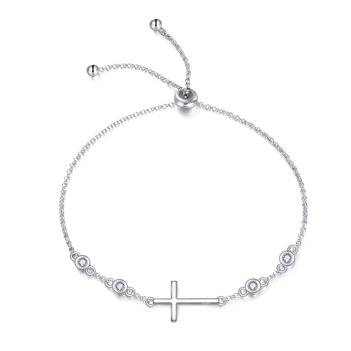 Bracelet pendentif croix en argent sterling et oxyde de zirconium-1