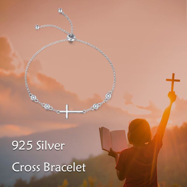 Bracelet pendentif croix en argent sterling et oxyde de zirconium-6