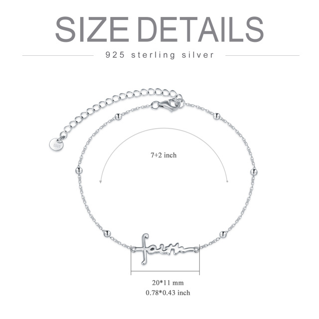 Bracelet en argent sterling avec pendentif croix et mot gravé-5