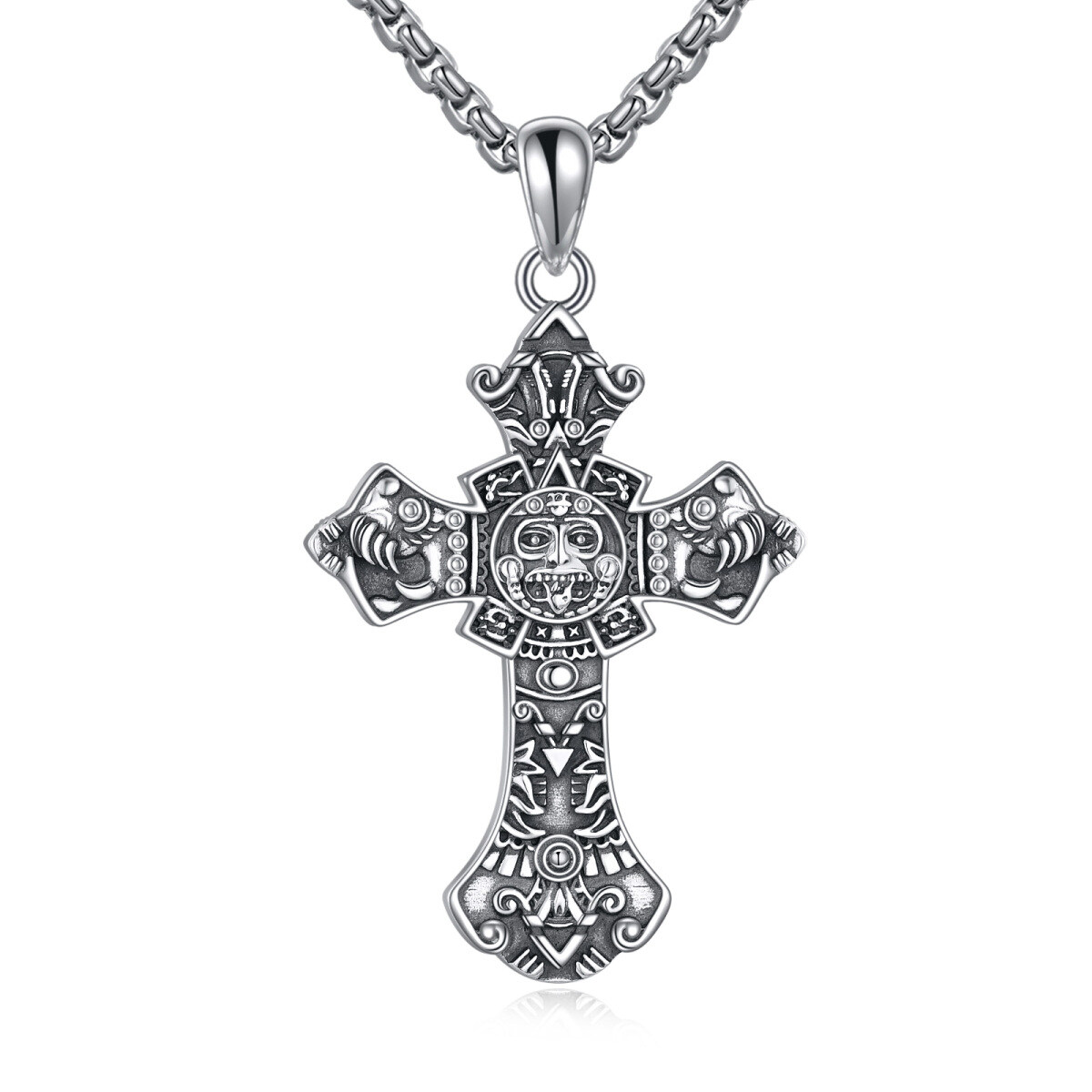 Sterling Silver Cross Pendant Necklace for Men-1