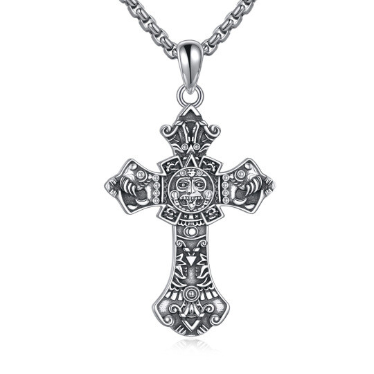 Collana con ciondolo a croce in argento sterling per uomo