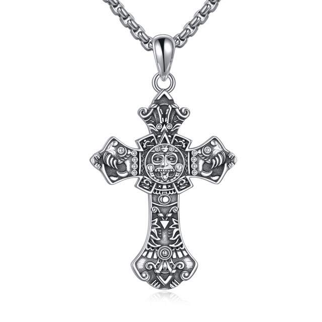 Collana con ciondolo a croce in argento sterling per uomo-1