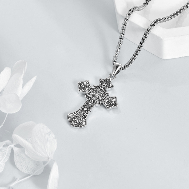 Sterling Silver Cross Pendant Necklace for Men-3