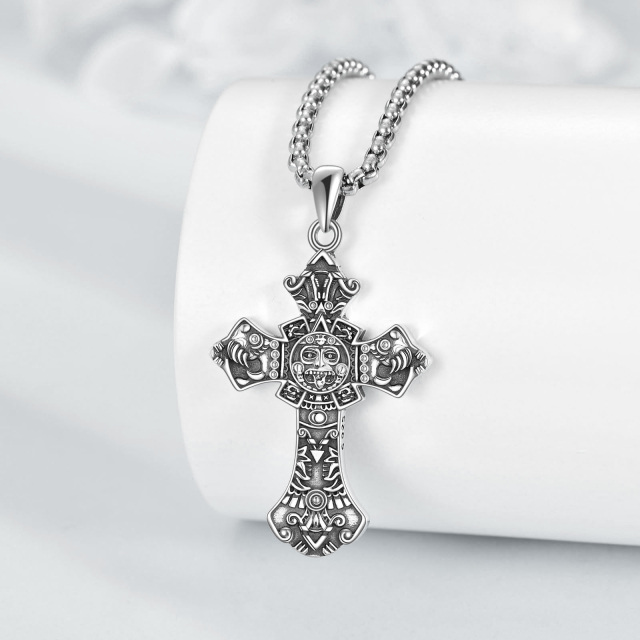 Collier avec pendentif en forme de croix en argent sterling pour homme-4