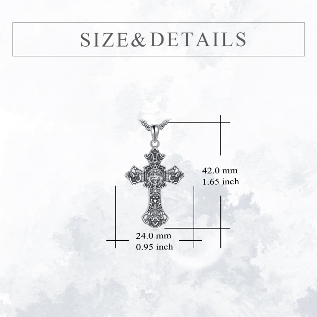 Sterling Silver Cross Pendant Necklace for Men-5