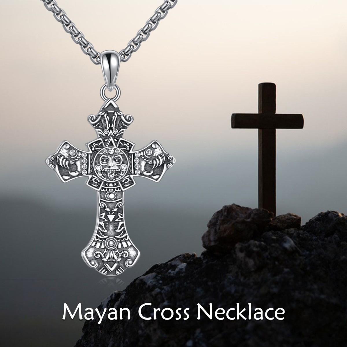 Sterling Silver Cross Pendant Necklace for Men-6