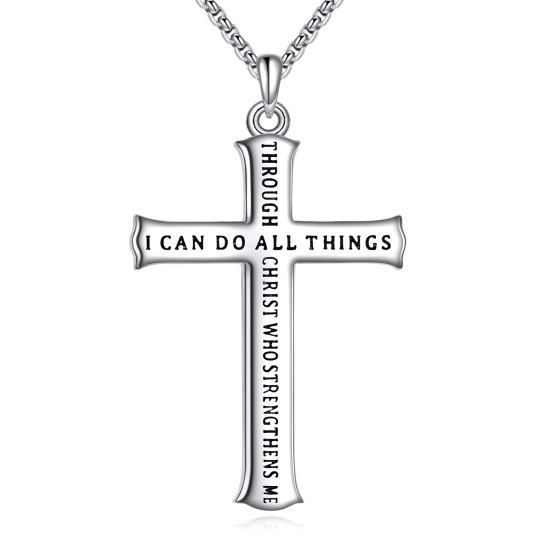 Sterling Silver Cross Pendant Necklace for Men