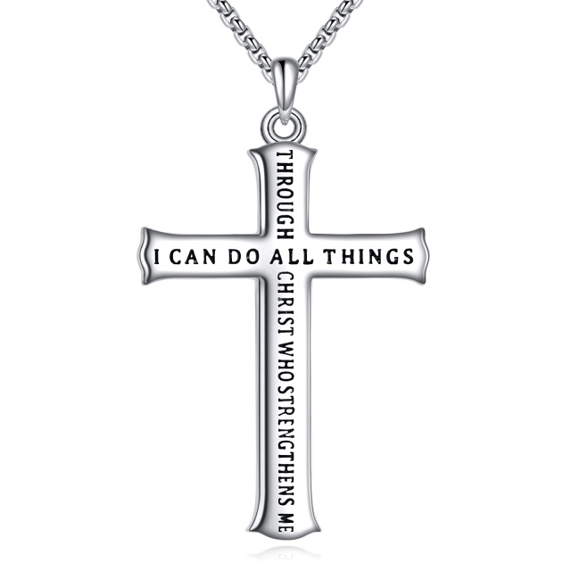 Sterling Silver Cross Pendant Necklace for Men-1