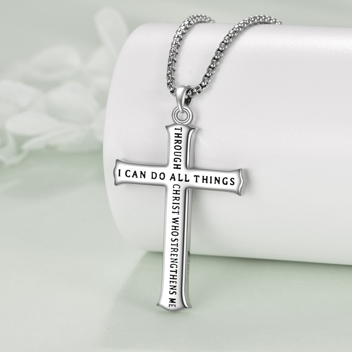 Sterling Silver Cross Pendant Necklace for Men-3