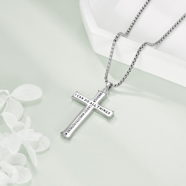 Sterling Silver Cross Pendant Necklace for Men-4