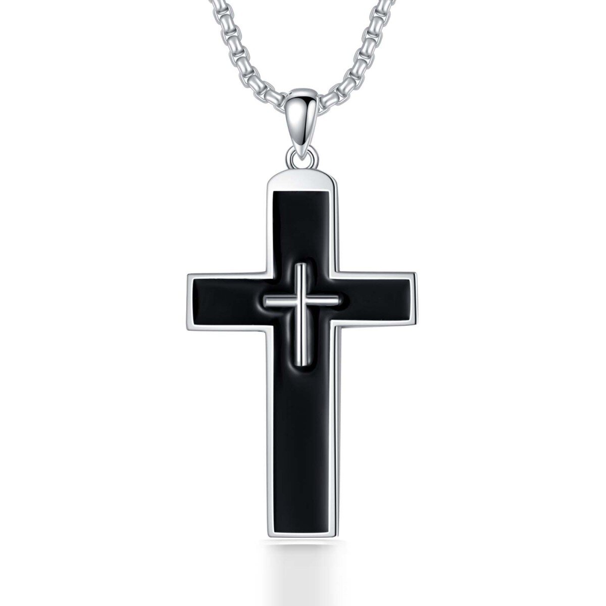 Sterling Silver Cross Pendant Necklace for Men-1