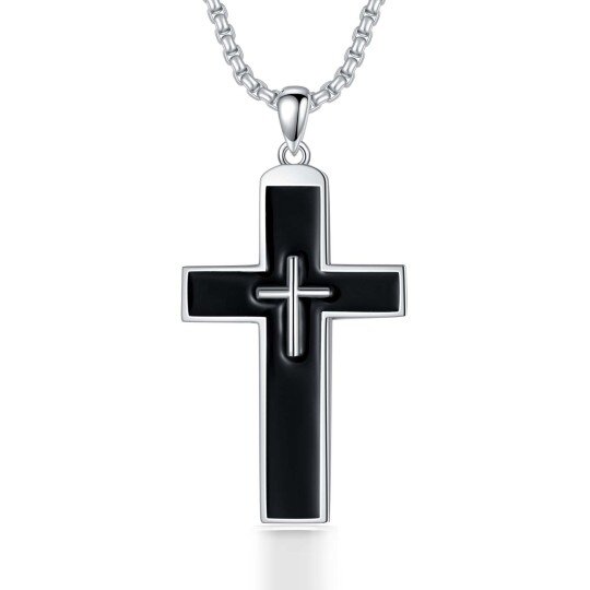 Collier en argent sterling avec pendentif en forme de croix pour hommes