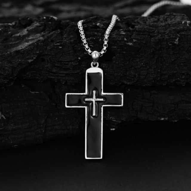 Collier en argent sterling avec pendentif en forme de croix pour hommes-4