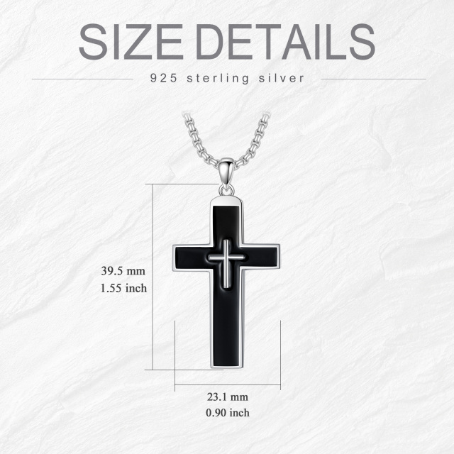 Sterling Silber Kreuz-Anhänger Halskette für Männer-6