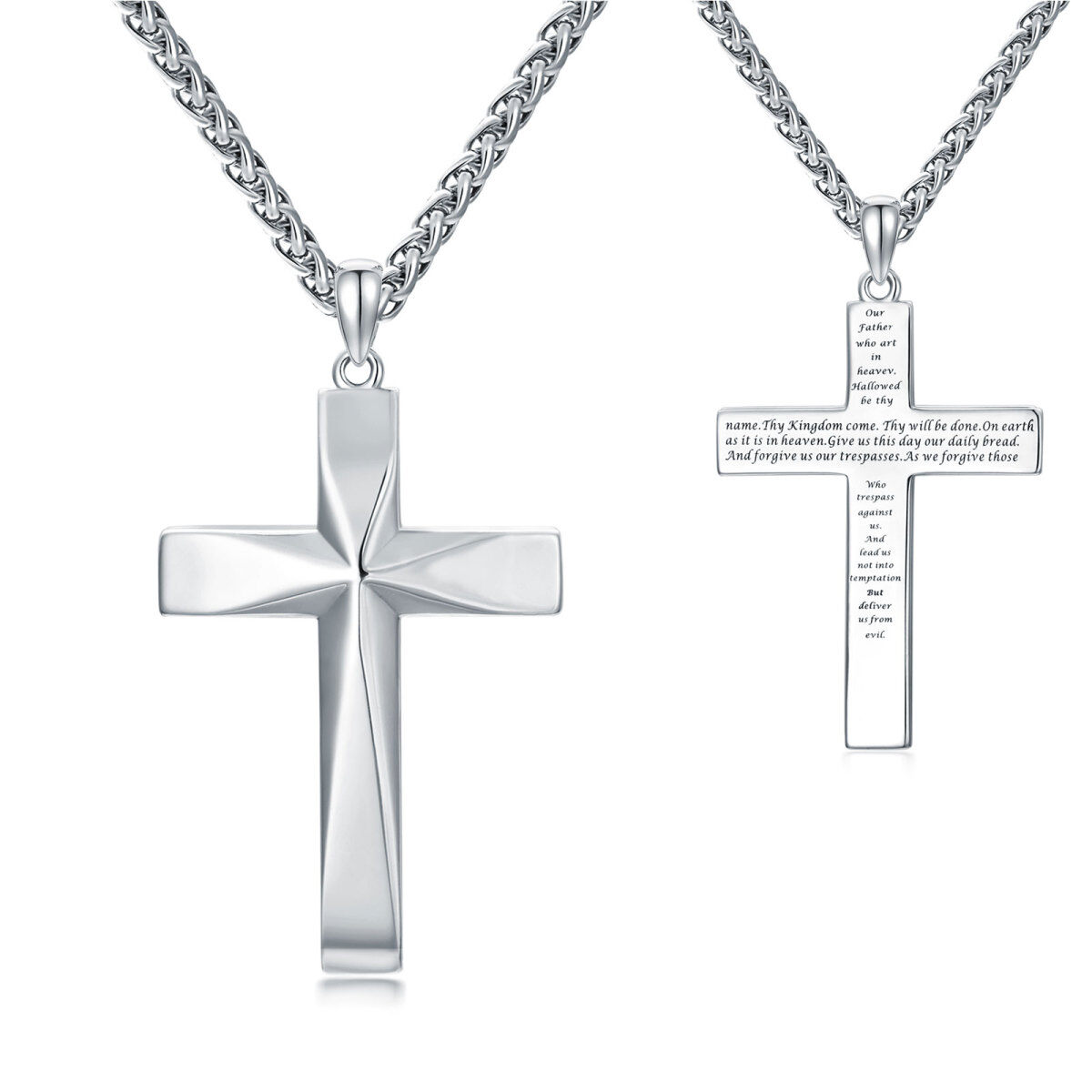 Sterling Silver Cross Pendant Necklace for Men-1