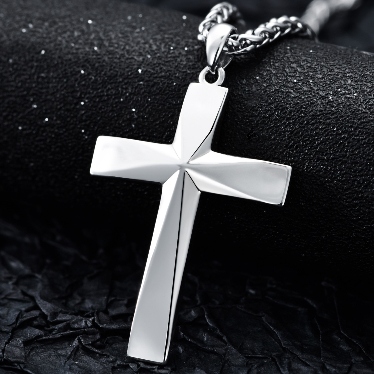 Sterling Silver Cross Pendant Necklace for Men-3