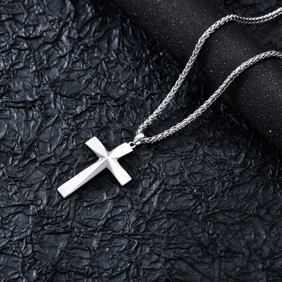 Sterling Silver Cross Pendant Necklace for Men-4