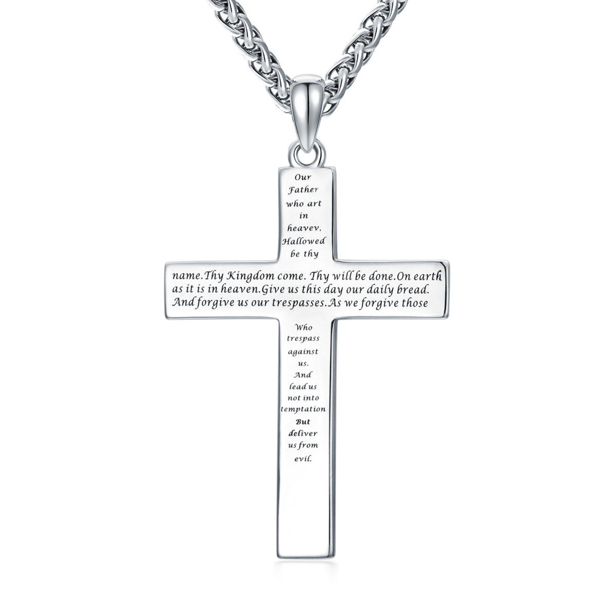 Sterling Silver Cross Pendant Necklace for Men-5