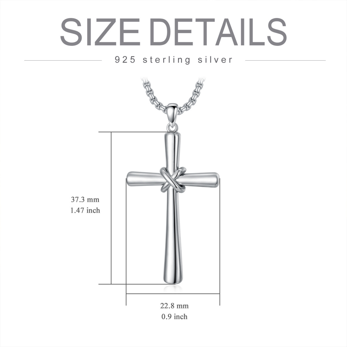 Sterling Silver Cross Pendant Necklace for Men-5