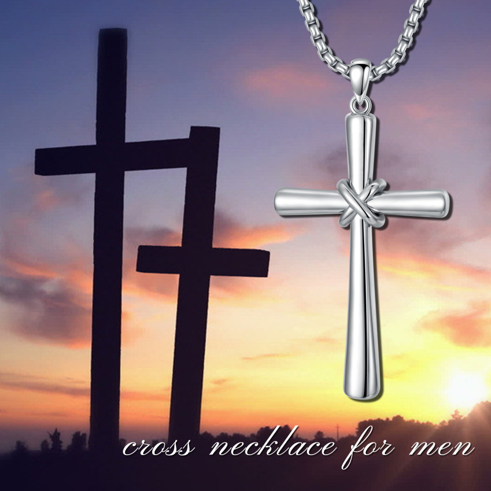 Colar com pendente de cruz em prata de lei para homem-6
