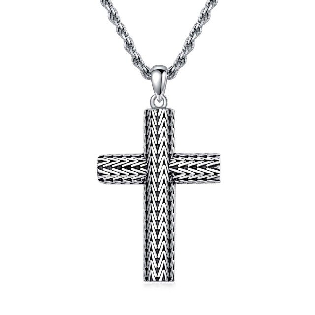 Sterling Silver Cross Pendant Necklace for Men-1