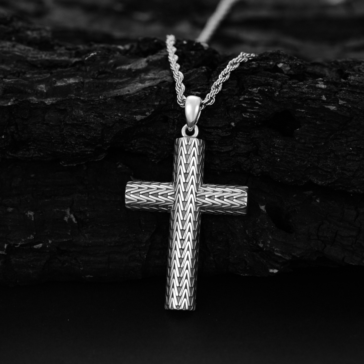 Collier en argent sterling avec pendentif en forme de croix pour hommes-4