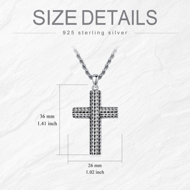 Sterling Silver Cross Pendant Necklace for Men-5