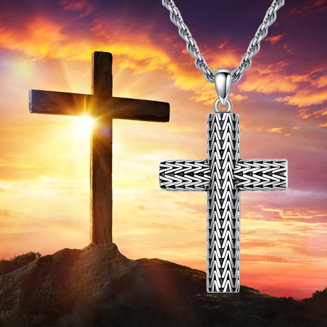 Sterling Silver Cross Pendant Necklace for Men-6