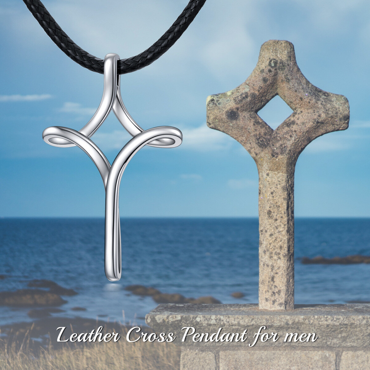 Sterling Silver Cross Pendant Necklace for Men-3