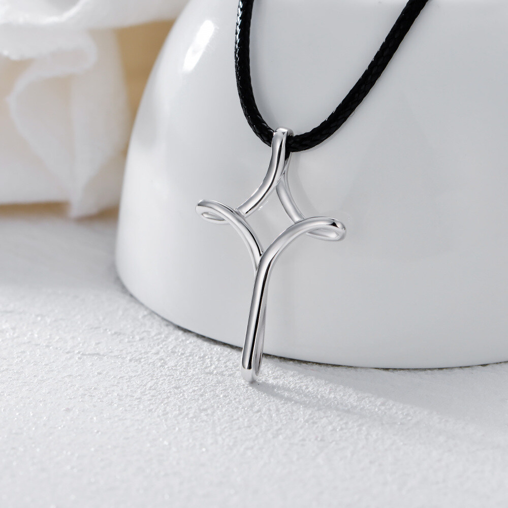 Colar com pingente de cruz em prata esterlina para homem-5