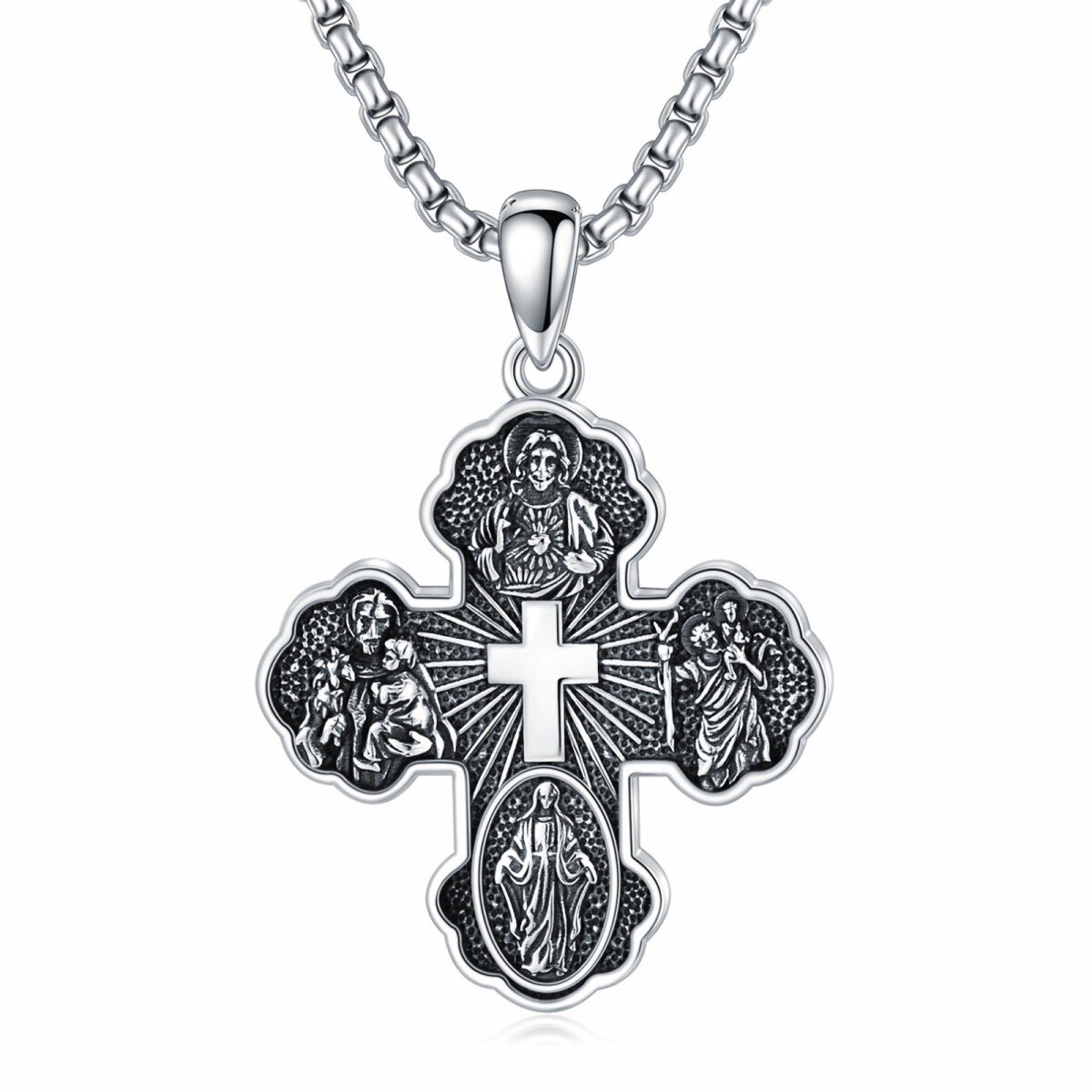 Sterling Silver Cross Pendant Necklace for Men-1