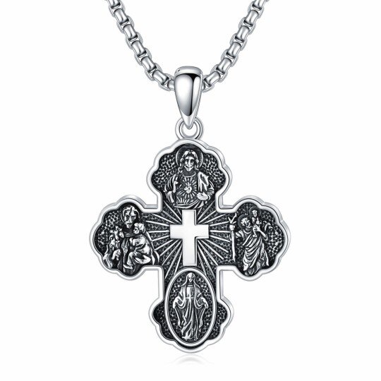 Collana con ciondolo a forma di croce in argento sterling per uomo