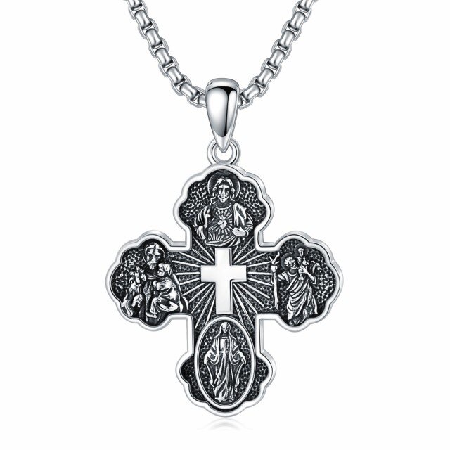 Collier en argent sterling avec pendentif en forme de croix pour hommes-1