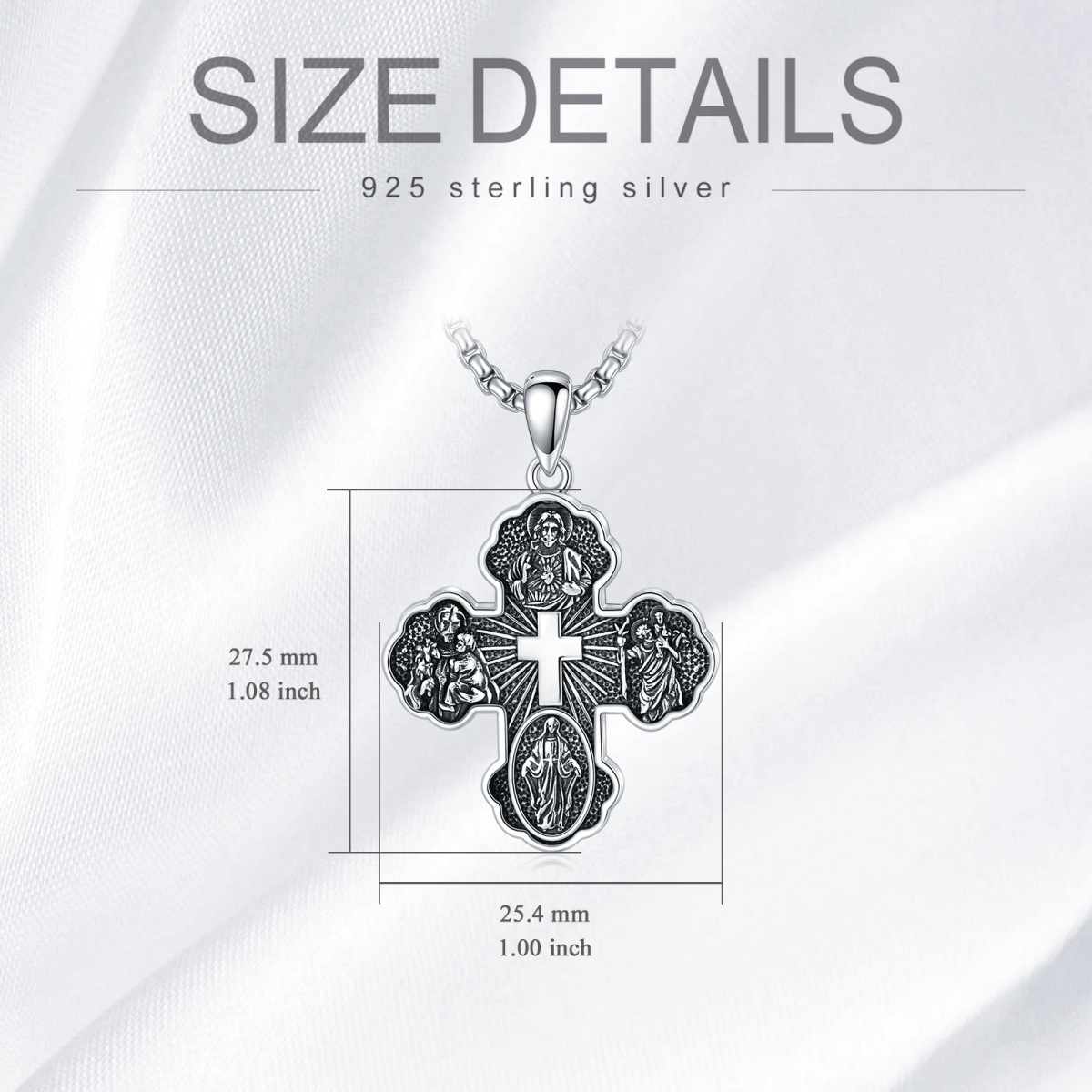 Sterling Silver Cross Pendant Necklace for Men-6