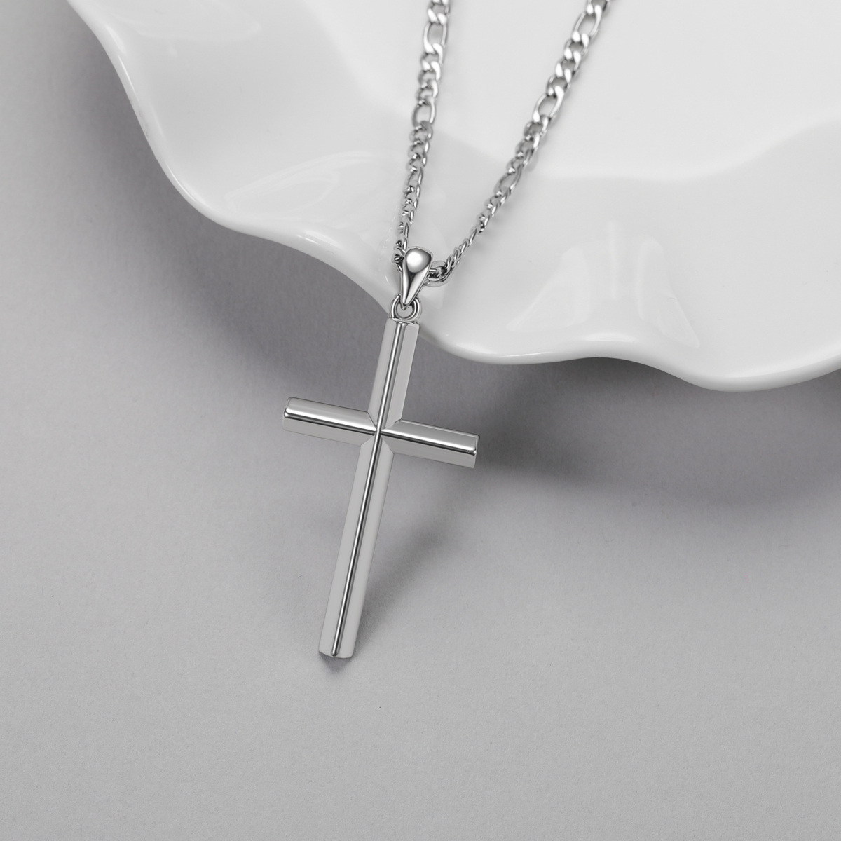 Sterling Silver Cross Pendant Necklace for Men-2