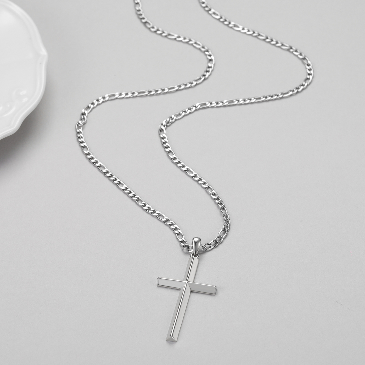 Sterling Silver Cross Pendant Necklace for Men-3