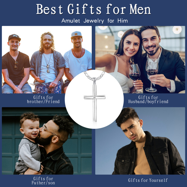 Sterling Silver Cross Pendant Necklace for Men-5