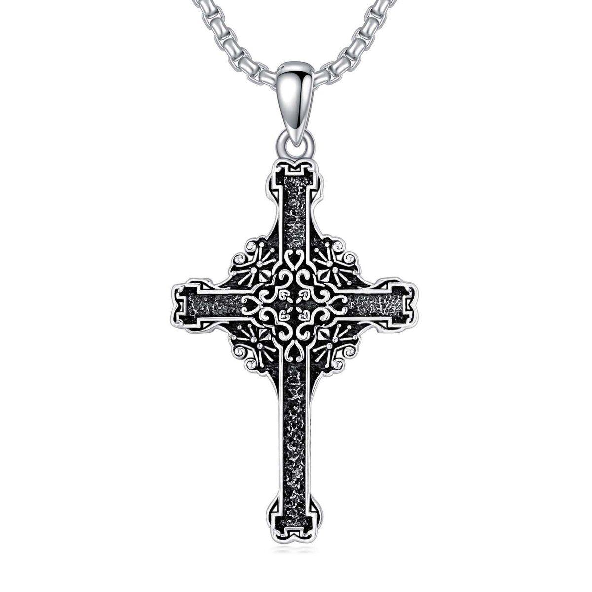 Sterling Silver Cross Pendant Necklace for Men-1