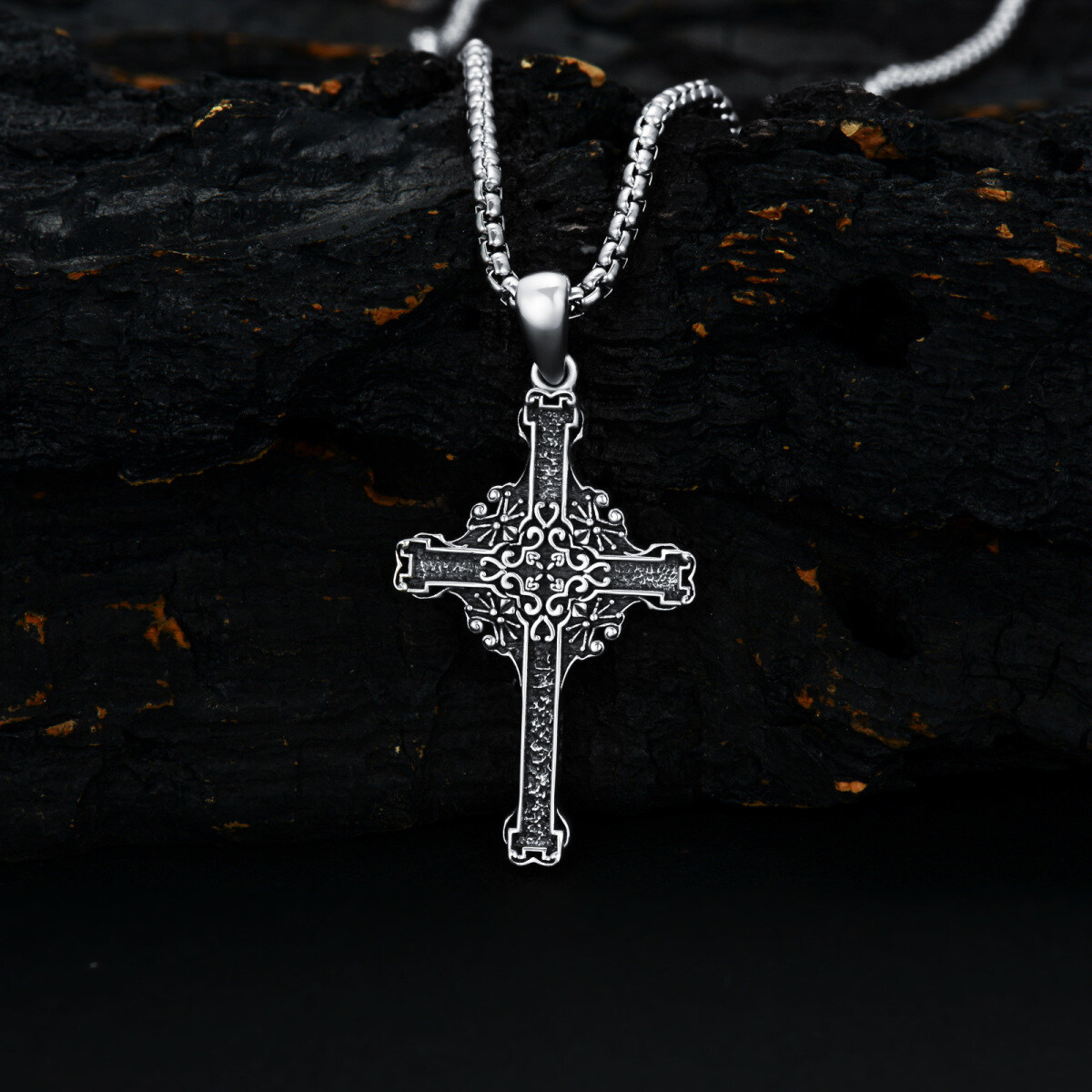 Collier en argent sterling avec pendentif en forme de croix pour hommes-3