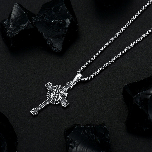 Sterling Silver Cross Pendant Necklace for Men-4