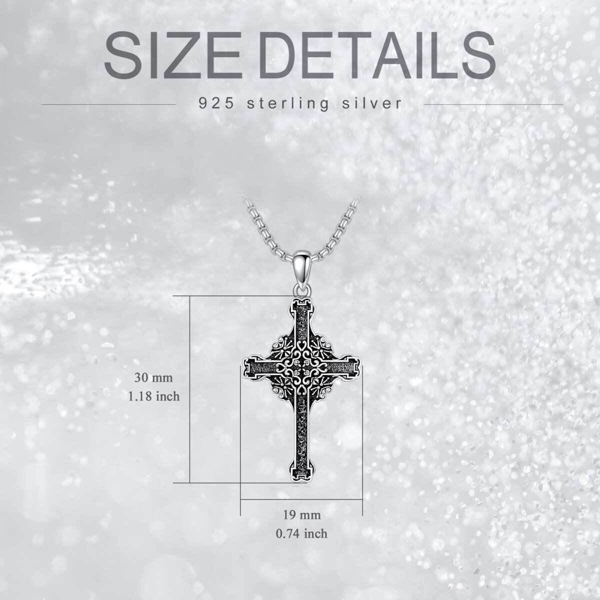 Sterling Silver Cross Pendant Necklace for Men-5